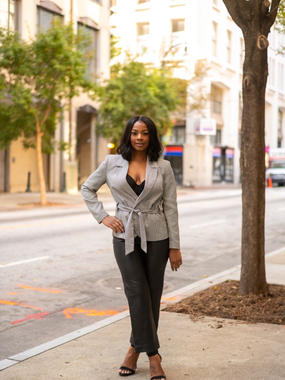 Moda Spiegel Houndstooth Belted Blazer - Picture 8 of 11